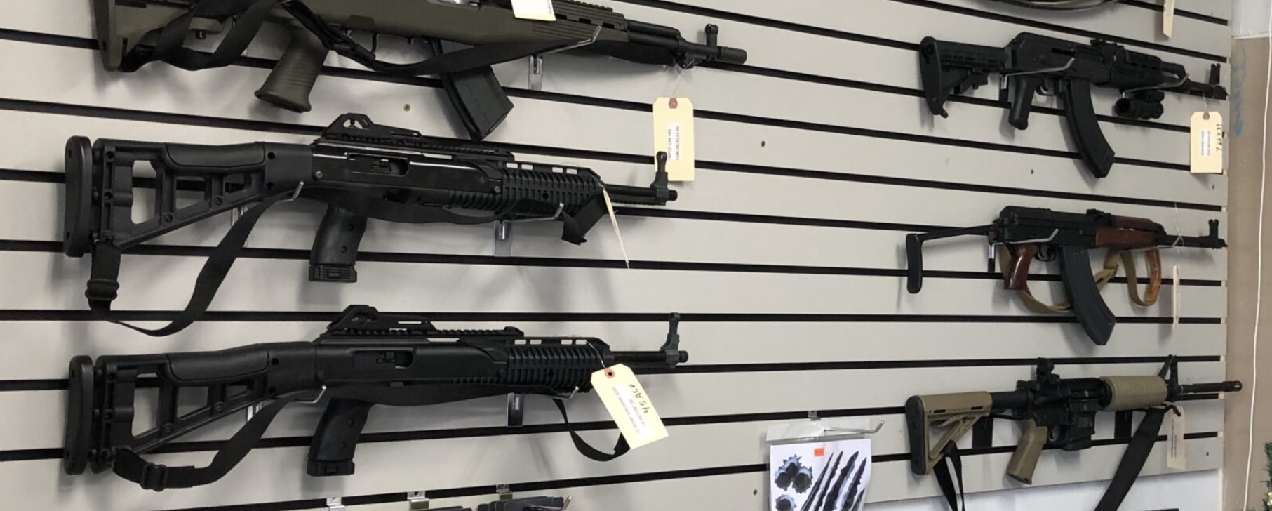 Firearms hung on wall